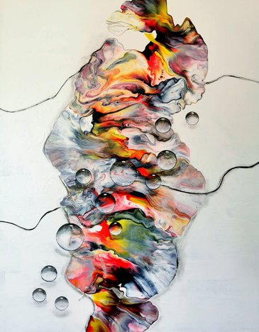 A. Træt gammel ninja, Pouring kunst, abstrakt farverig, bobler, akryl, seo maleri https://m.facebook.com/PSE-Musicon-1067775